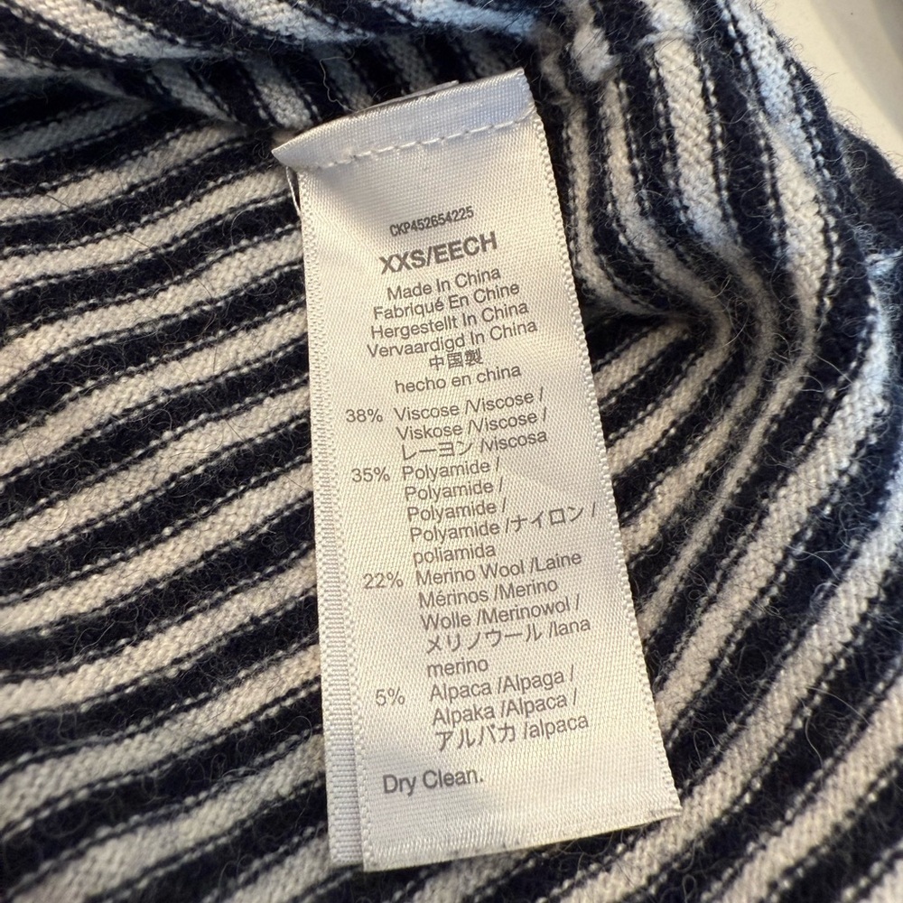 Madewell Women’s Striped Navy and White Turtleneck Sweater XXS Wool Blend - Picture 7 of 8